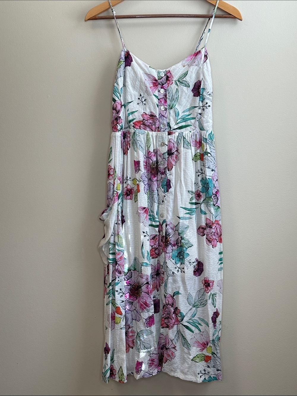lovestitch White Smocked Floral Dress Size Small